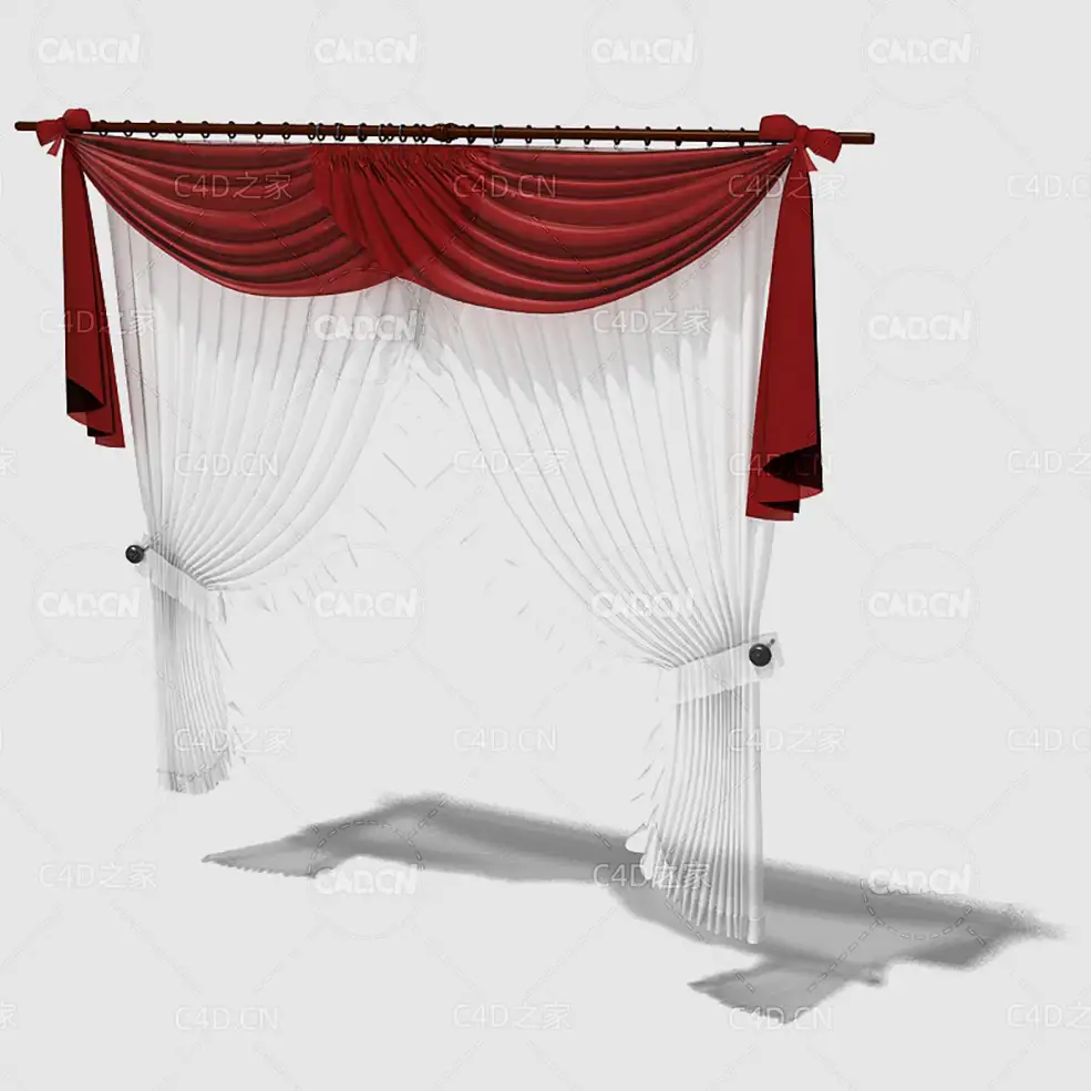 C4D客厅窗帘卧室窗帘室内窗帘模型 Curtain 3D Model-49 - C4D之家 - 049_render.jpg
