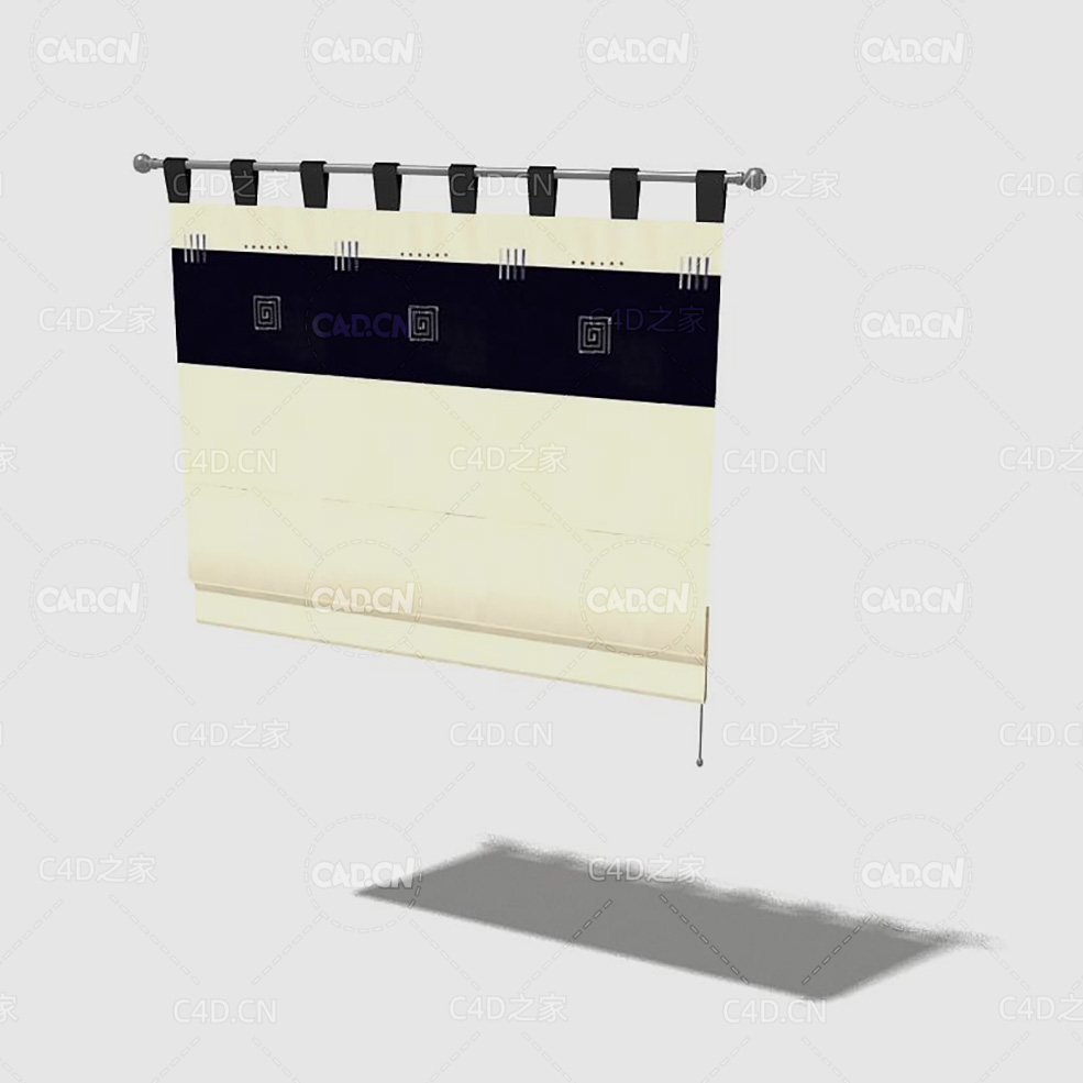 C4D客厅窗帘卧室窗帘室内窗帘模型 Curtain 3D Model-57 - C4D之家 - 057_Render.jpg