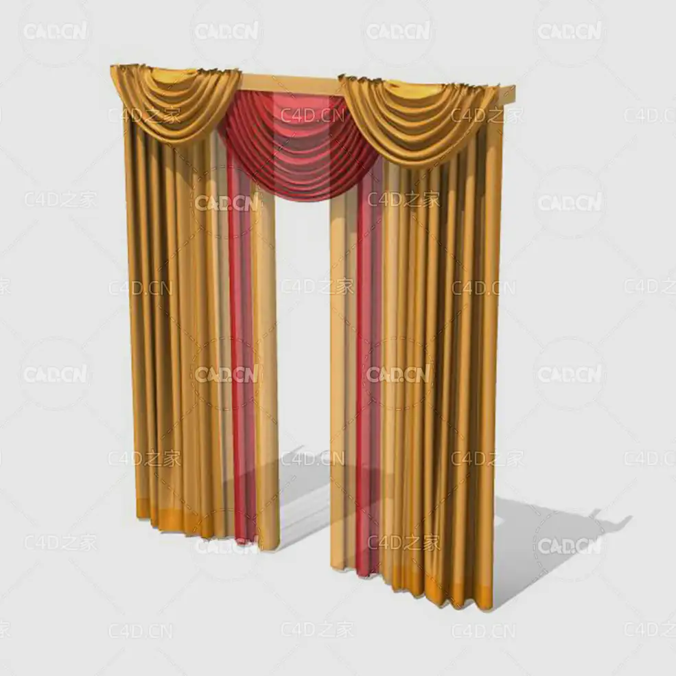 C4D客厅窗帘卧室窗帘室内窗帘模型 Curtain 3D Model-54 - C4D之家 - 054_render.jpg