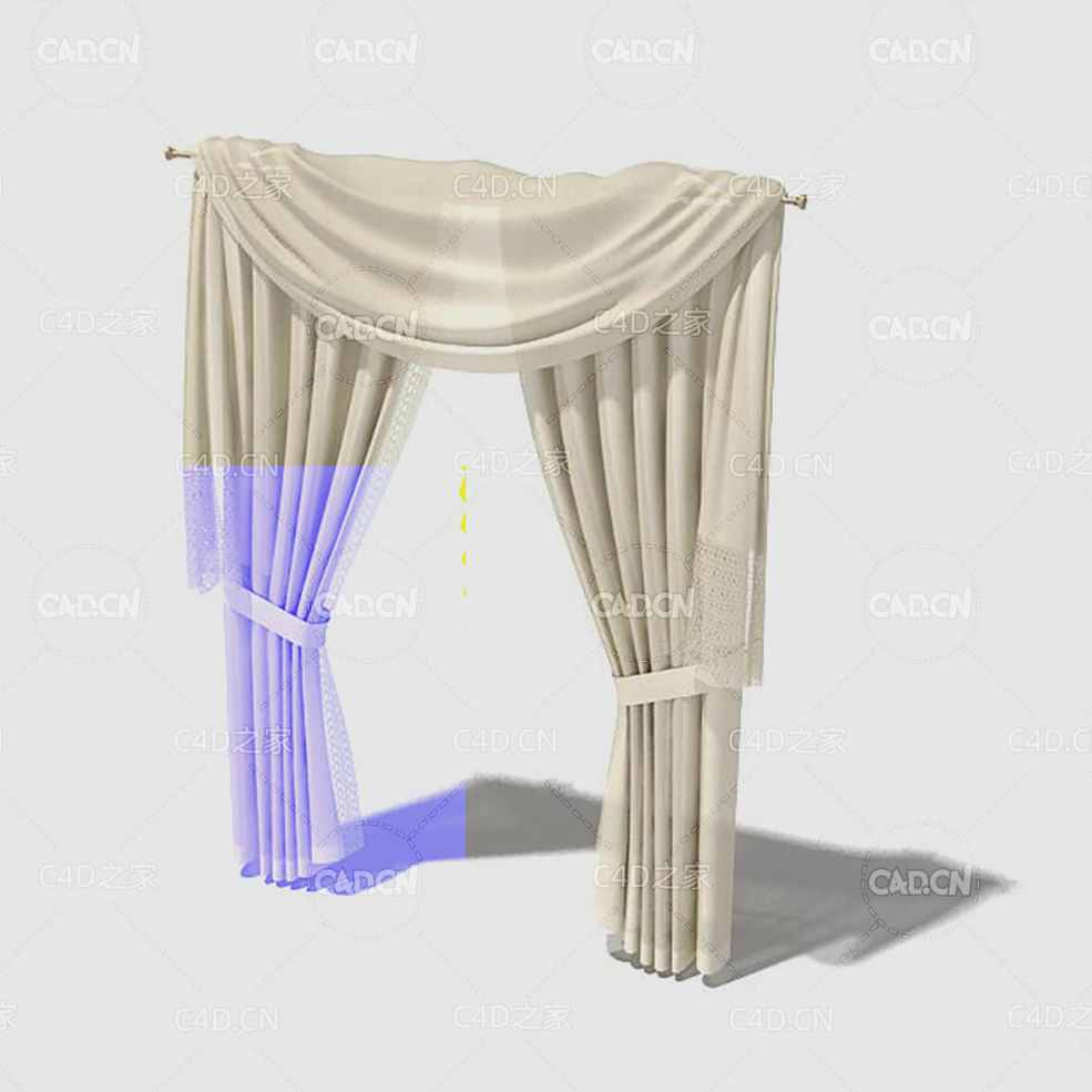 C4D客厅窗帘卧室窗帘室内窗帘模型 Curtain 3D Model-56 - C4D之家 - 056_render.jpg