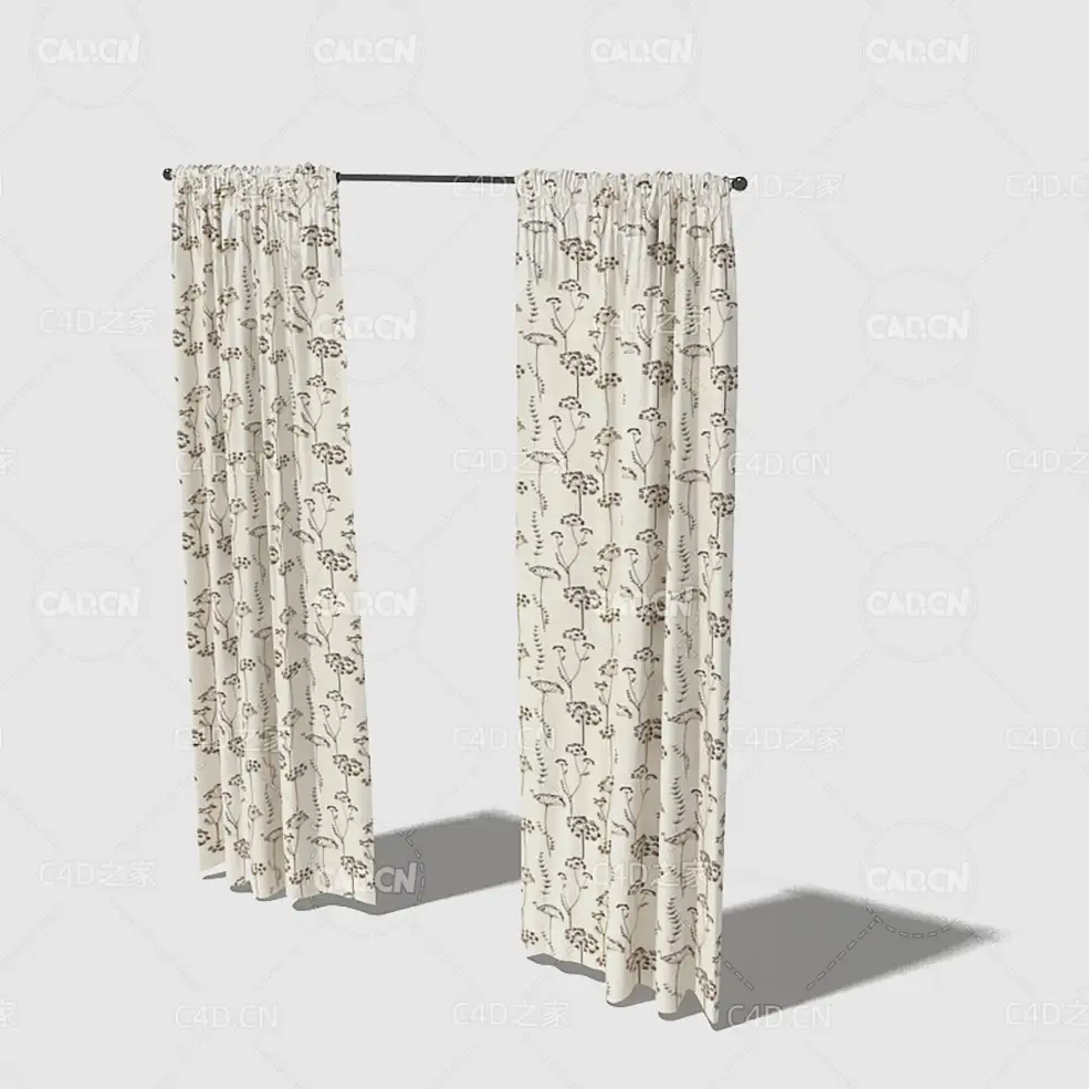 C4D客厅窗帘卧室窗帘室内窗帘模型 Curtain 3D Model-61 - C4D之家 - 061_render.jpg