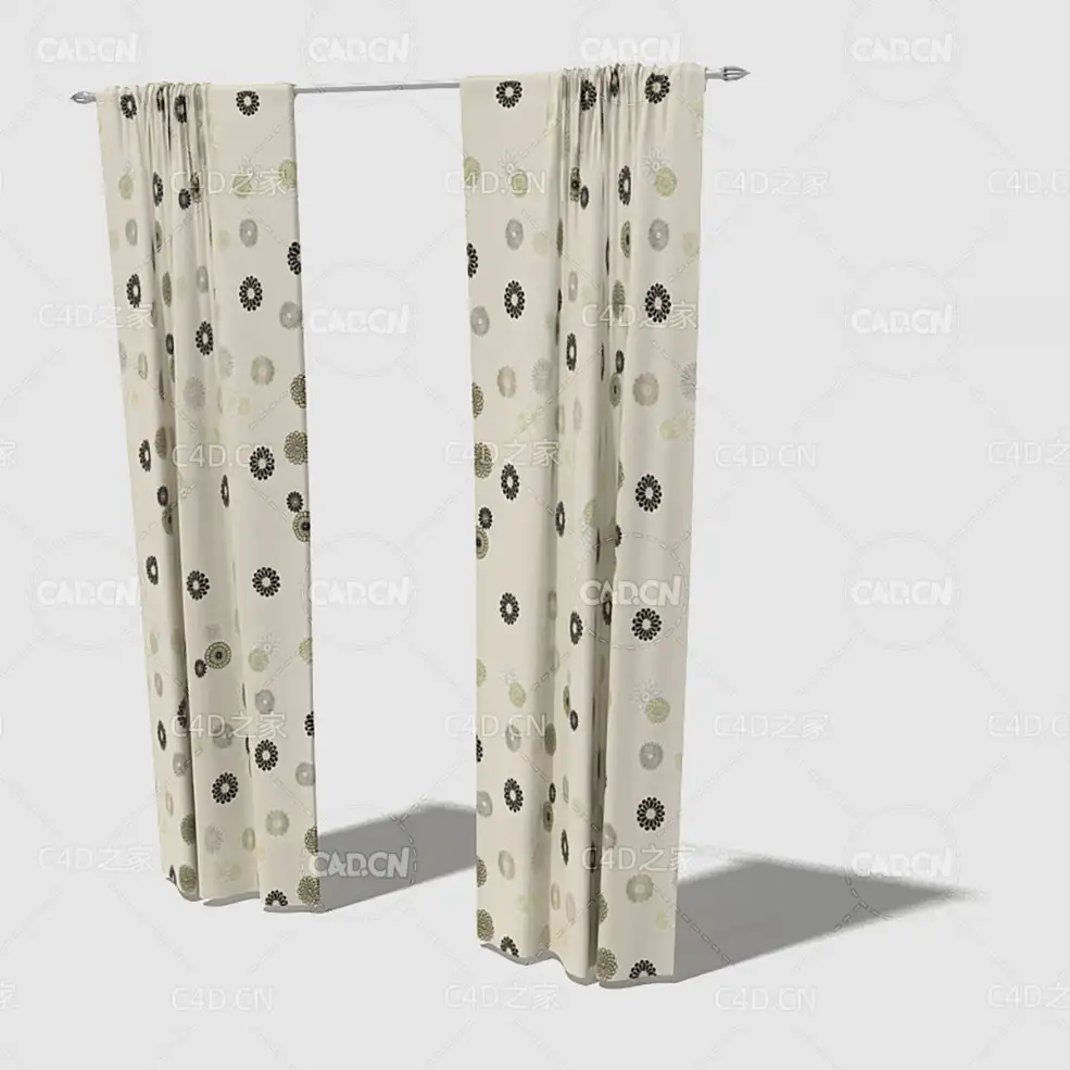 C4D客厅窗帘卧室窗帘室内窗帘模型 Curtain 3D Model-68 - C4D之家 - 068_render.jpg