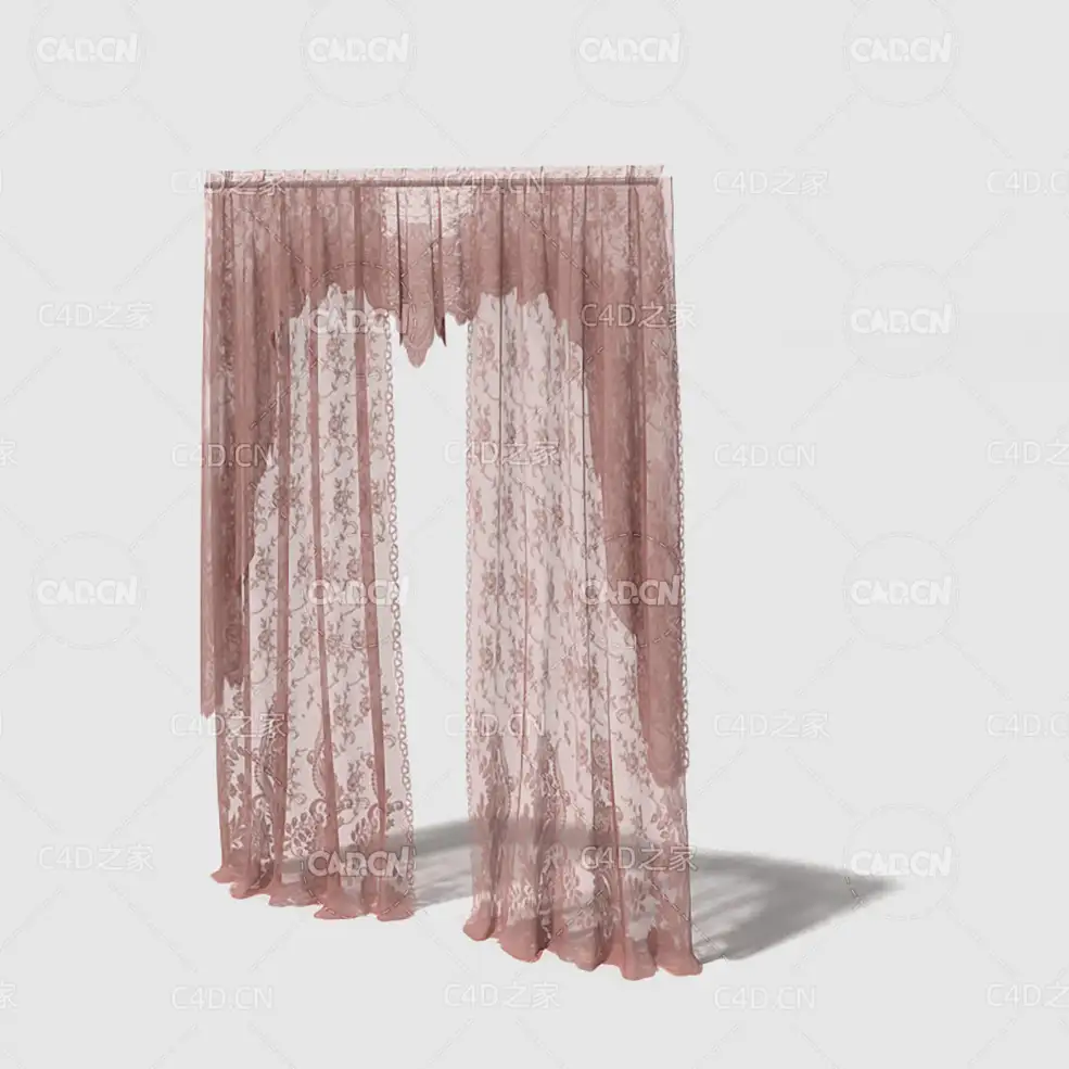 C4D客厅窗帘卧室窗帘室内窗帘模型 Curtain 3D Model-70