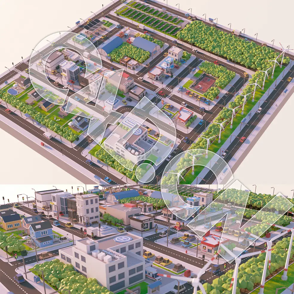 C4D OCTANE低面多边形卡通城市建筑模型 - C4D之家 - 未标题-1.jpg