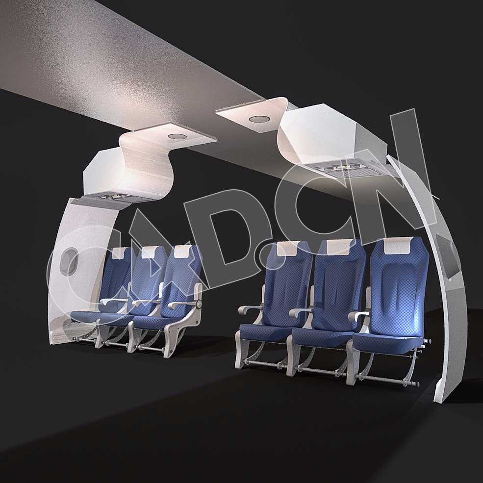 C4D飞机舱内部座椅模型 Airplane-Interior 3d model