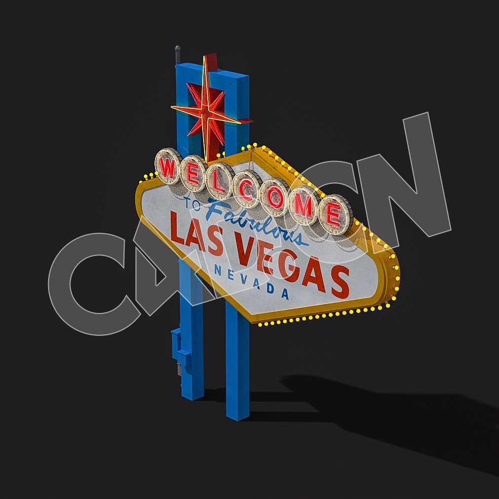 C4D拉斯维加斯标志牌向导牌模型 Las-Vegas-Sign 3d model
