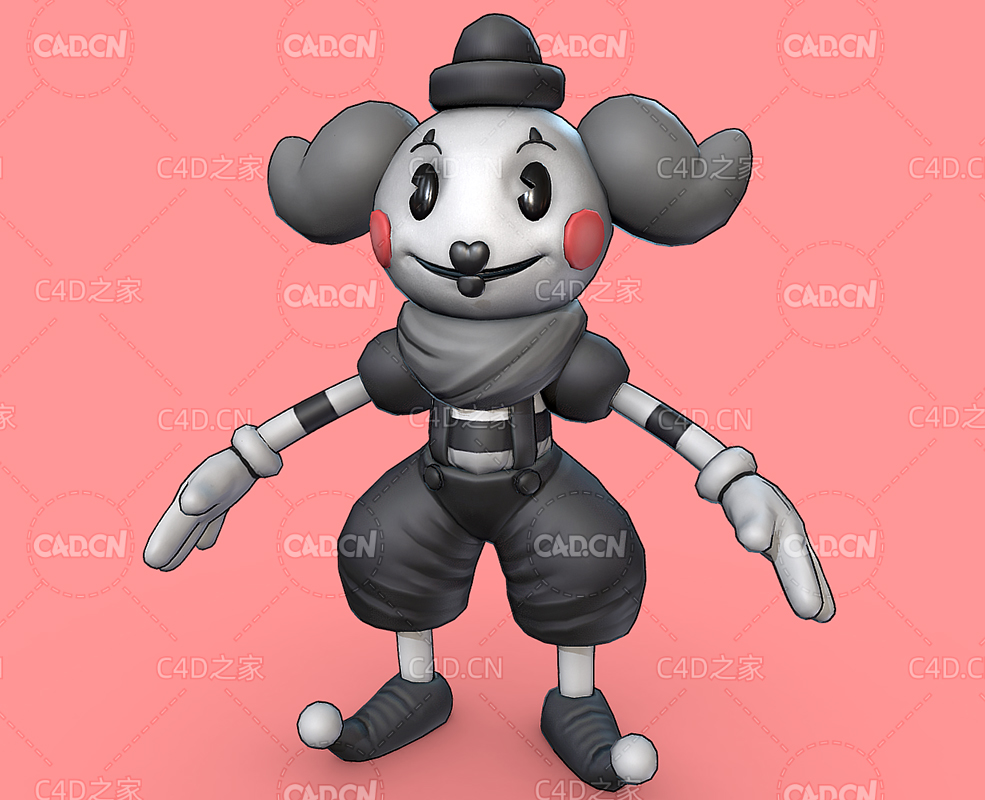 C4D跳梁小丑卡通角色人物模型 mime 3d model - C4D之家 - 01.jpg