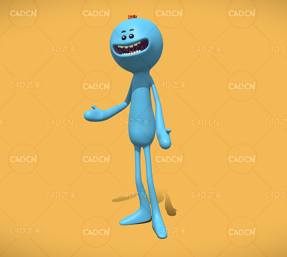 C4D蓝色米斯克斯先生卡通动漫人物角色模型 Todo 3d model - C4D之家 - 02.jpg