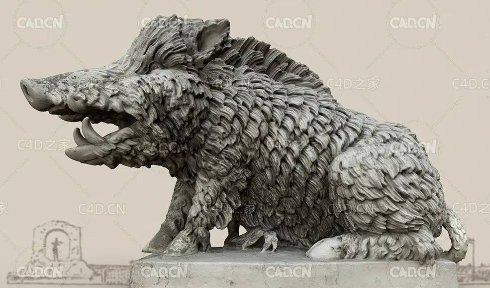 C4D野猪雕塑石头雕像模型 Eber 3d model - C4D之家 - 11.jpg