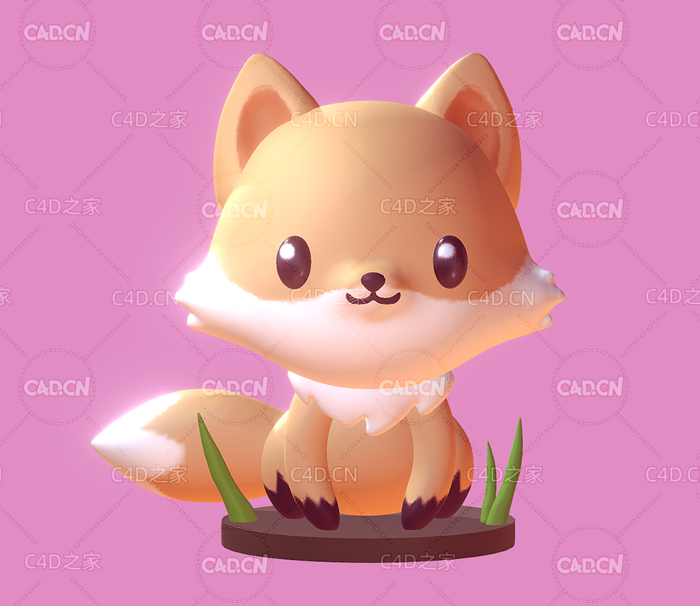 C4D可爱的卡通狐狸模型 fox 3d model