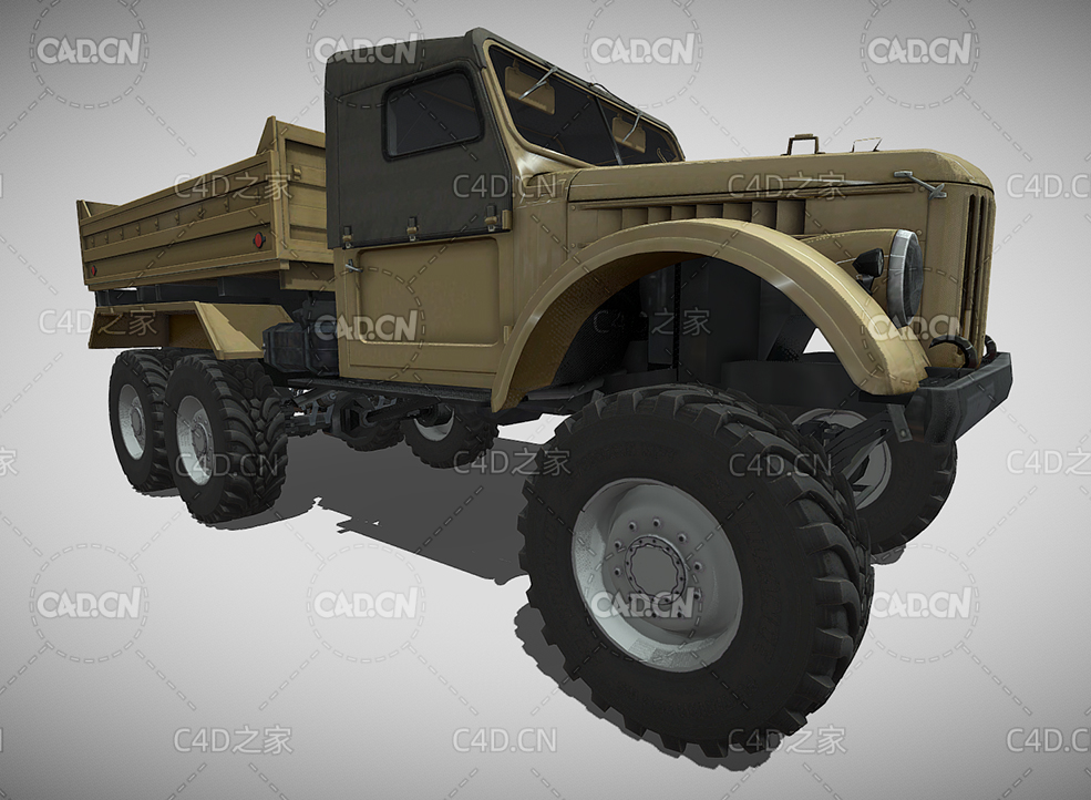 C4D军用卡车解放汽车模型 barracks