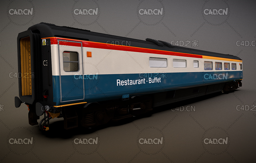 C4D铁路火车车厢模型 Mark 3 Carriage Buffet Rail Blue - C4D之家 - 25.jpg