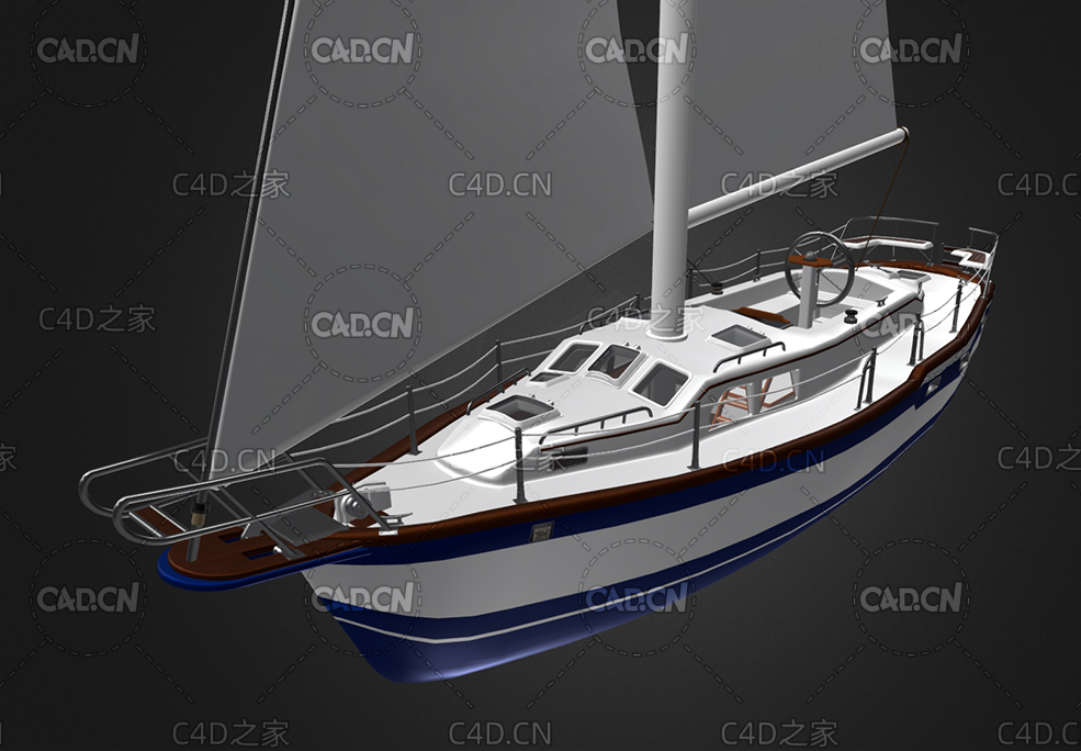 C4D帆船游艇船模型