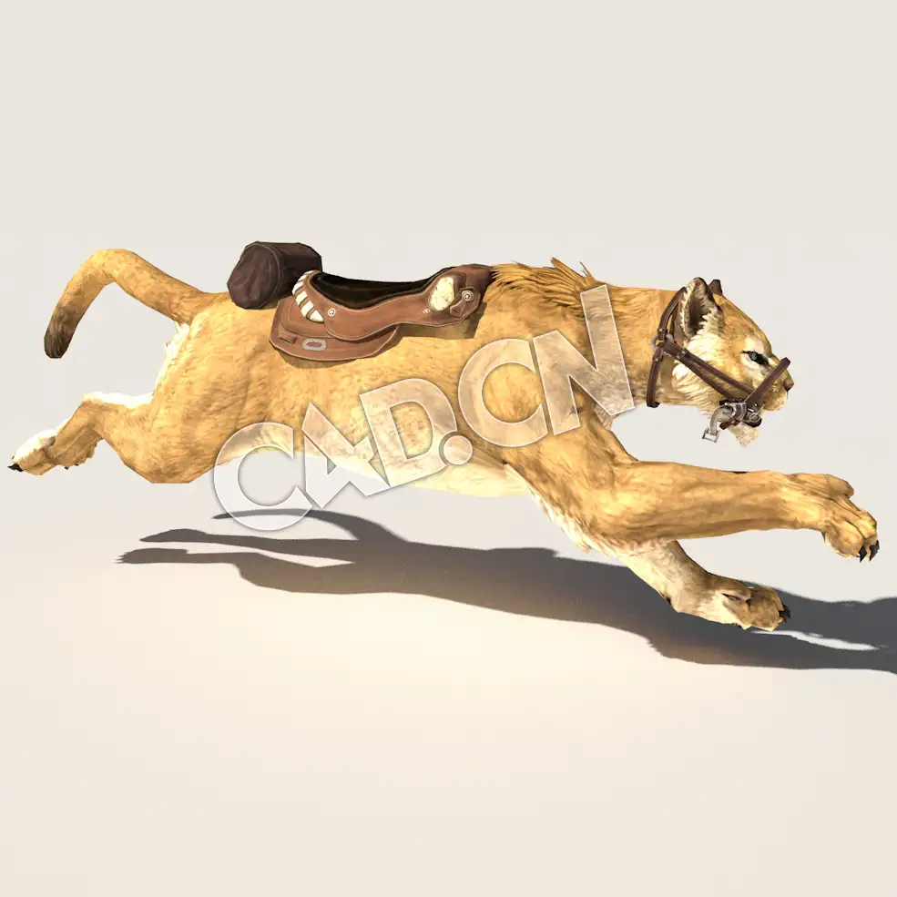 C4D美洲狮美洲金猫模型（包含骨骼绑定动画) Puma 3D Model