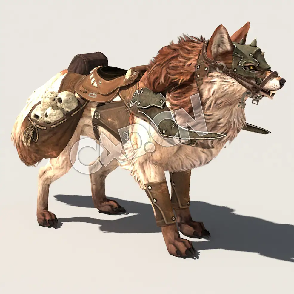 C4D狼坐骑模型（包含骨骼绑定动画) Wolf 3D Model