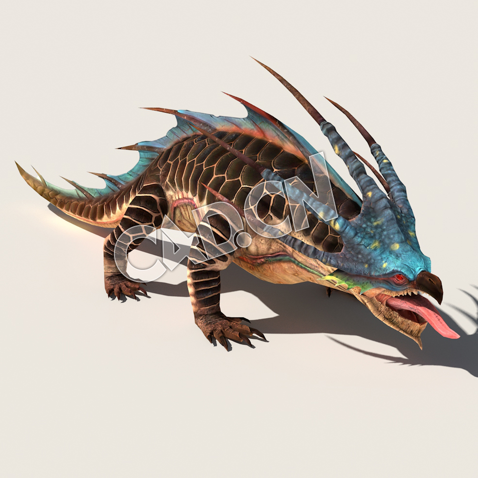 C4D科莫多穿山甲模型（包含骨骼绑定未包含动画) KomodoreQueen_SK_ATR 3D Model