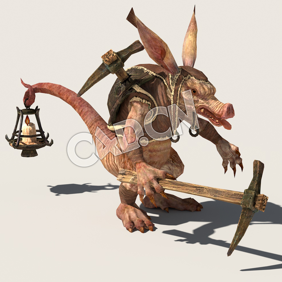 C4D手拿镐头的猪头怪模型（包含骨骼绑定未包含动画) Kobolt_SK_PMS 3D Model - C4D之家 - 26.jpg