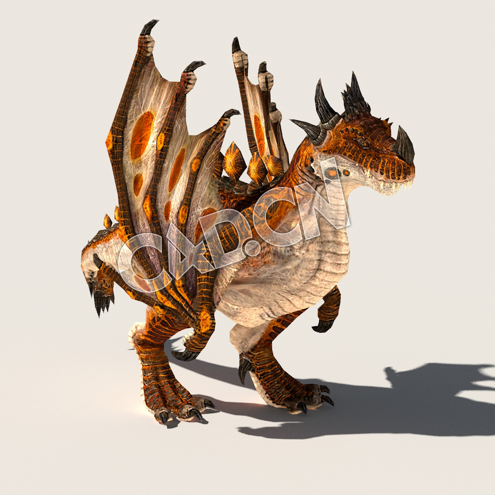 C4D魔龙翼龙模型（包含骨骼绑定动画) LandWyvern_A01_SK_PMS 3D Model - C4D之家 - 28.jpg