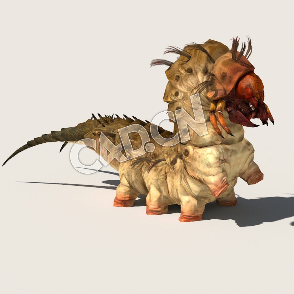 C4D变异魔兽幼虫模型（包含骨骼绑定动画) Larva_A01_SK_MTT 3D Model - C4D之家 - 29.jpg