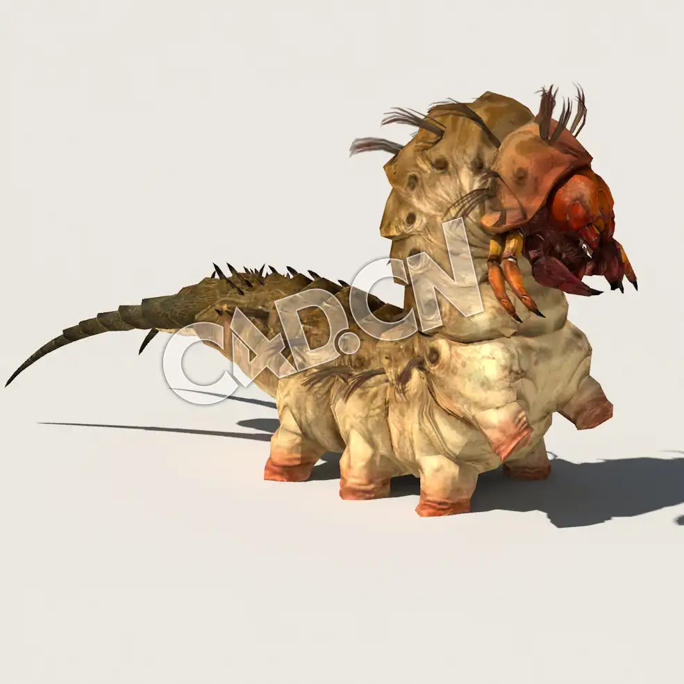 C4D变异魔兽幼虫模型（包含骨骼绑定动画) Larva_A01_SK_MTT 3D Model - C4D之家 - 29.jpg