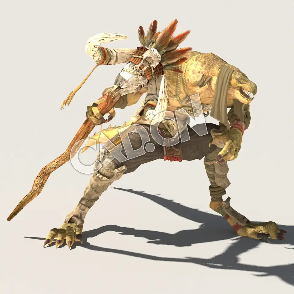 C4D魔兽动物蜥蜴战士模型（包含骨骼绑定动画) LizardM_D01_GRN_SK_KHS 3D Model - C4D之家 - 41.jpg