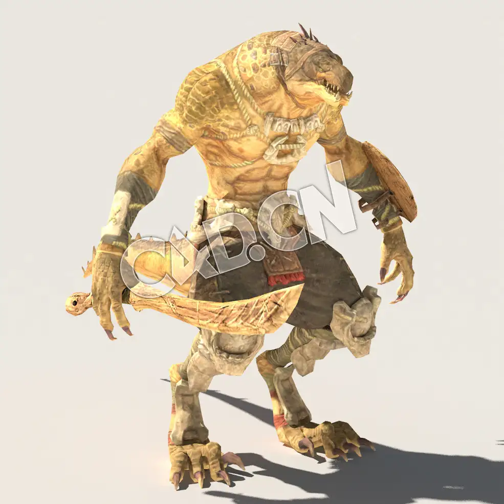 C4D魔兽动物蜥蜴战士模型（包含骨骼绑定未包含动画) LizardM_C01_GRN_SK_KHS 3D Model - C4D之家 - 40.jpg