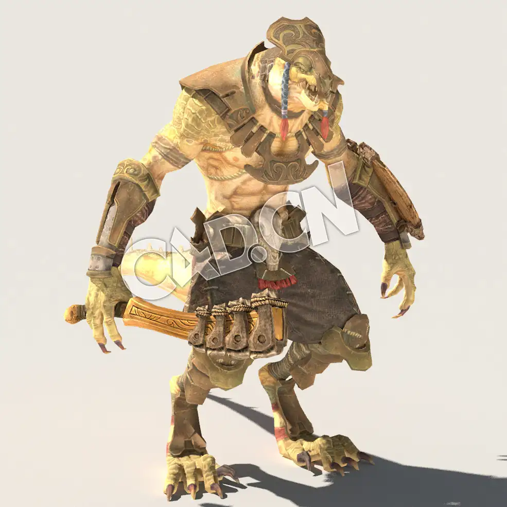 C4D魔兽动物蜥蜴战士模型（包含骨骼绑定未包含动画) LizardM_F01_SK_GRN 3D Model - C4D之家 - 43.jpg