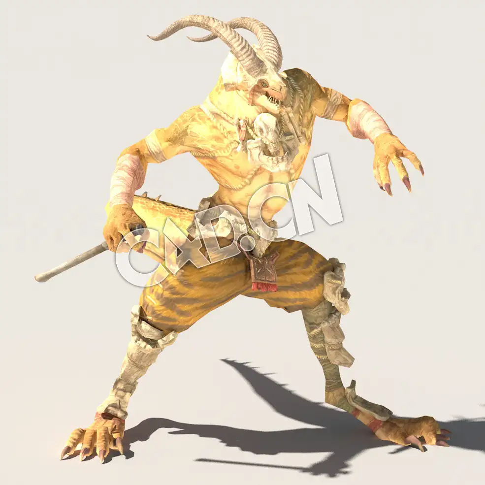 C4D魔兽动物蜥蜴战士模型（包含骨骼绑定动画) LizardM_J01_SK_BYN 3D Model