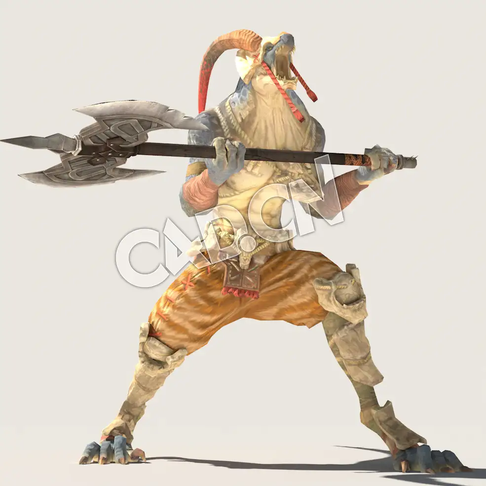 C4D魔兽动物蜥蜴战士模型（包含骨骼绑定动画) LizardM_J02_SK_BYN 3D Model