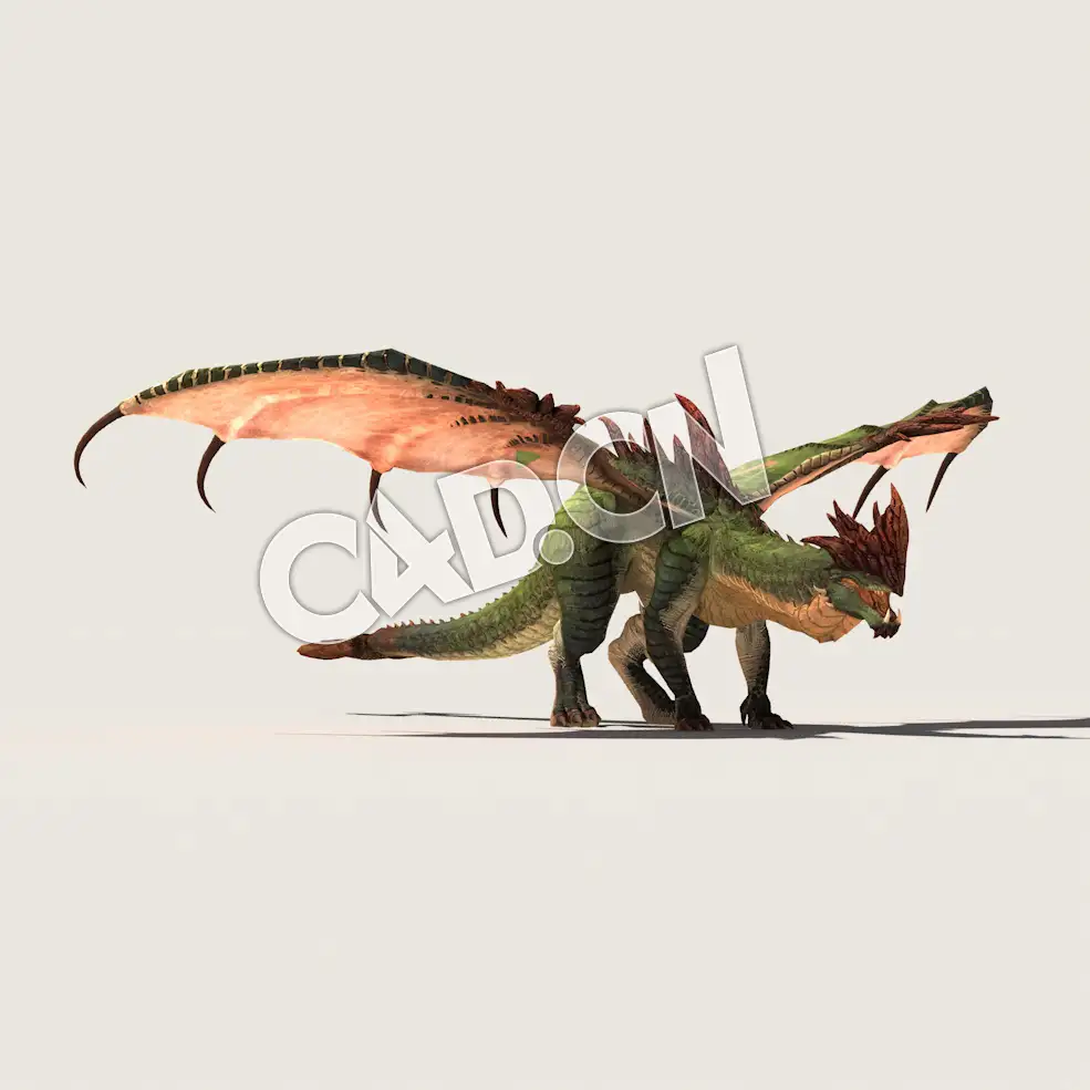 C4D变异魔龙翼龙模型（包含骨骼绑定未包含动画) Mashit_A01_SK 3D Model