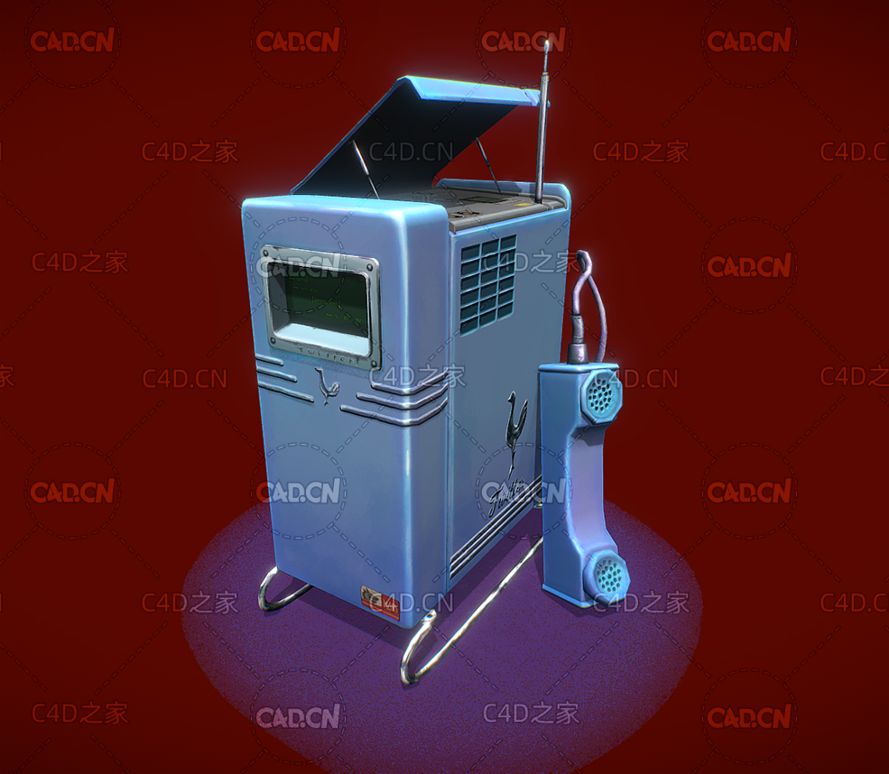 C4D老式电话机盒子通讯模型 - C4D之家 - 43.jpg