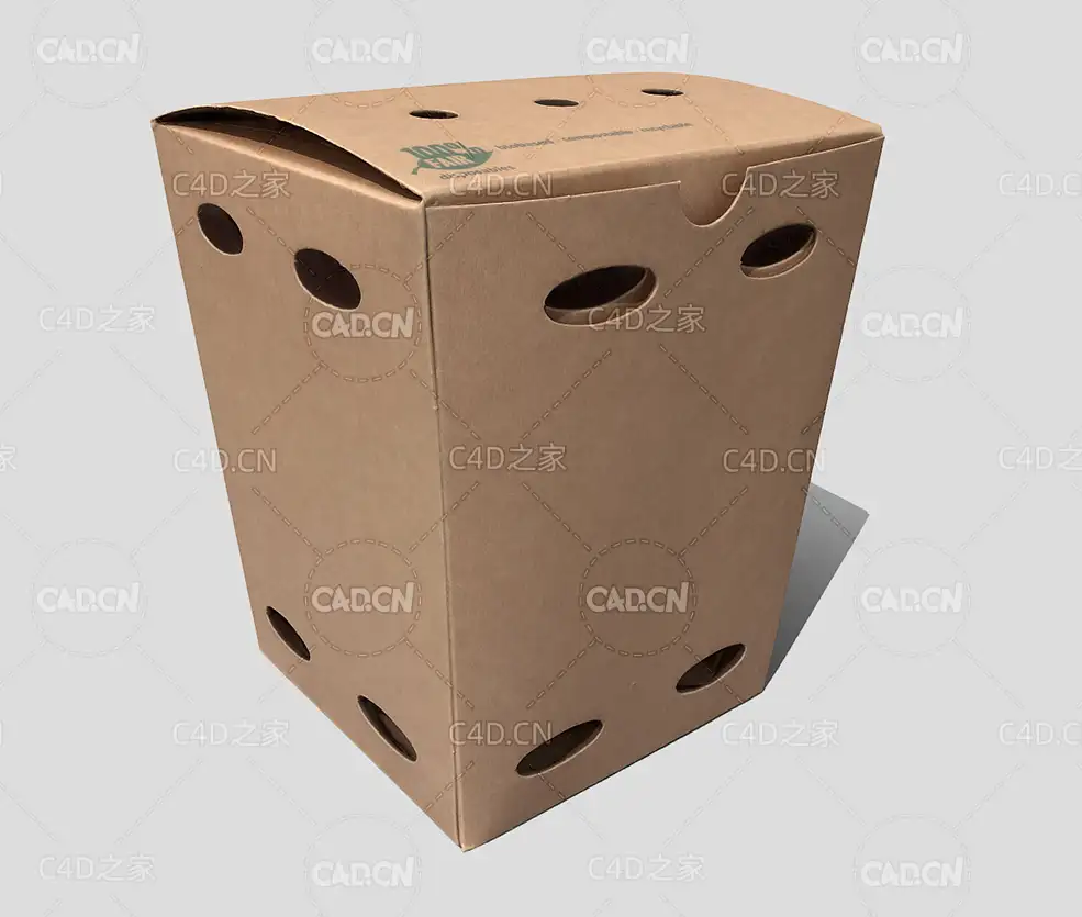 C4D带窟窿的纸箱子模型