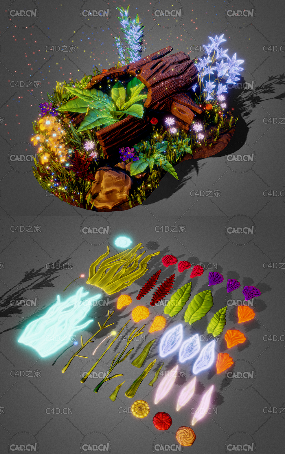 C4D梦幻游戏树木植物花卉模型 plantKit - C4D之家 - 51-1.jpg