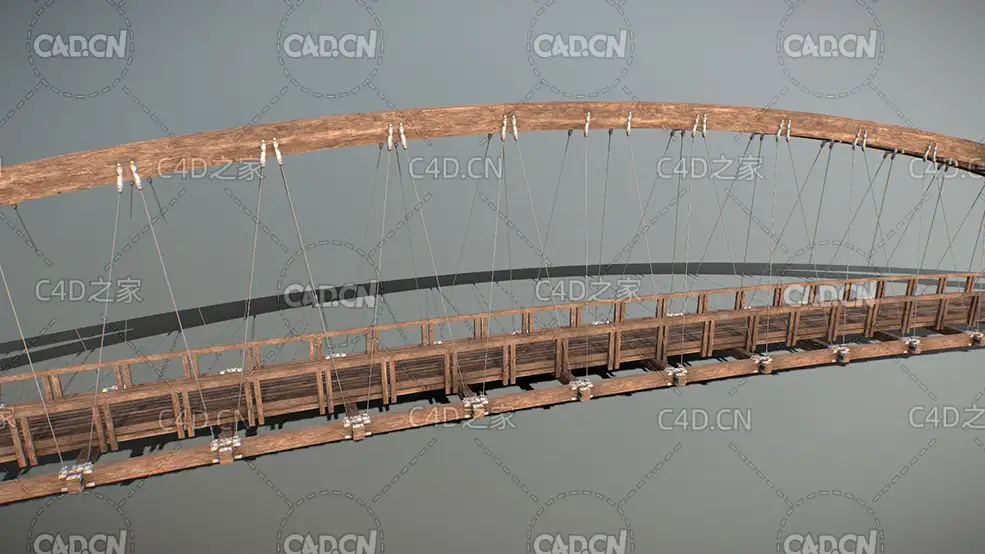 C4D拉力桥梁模型