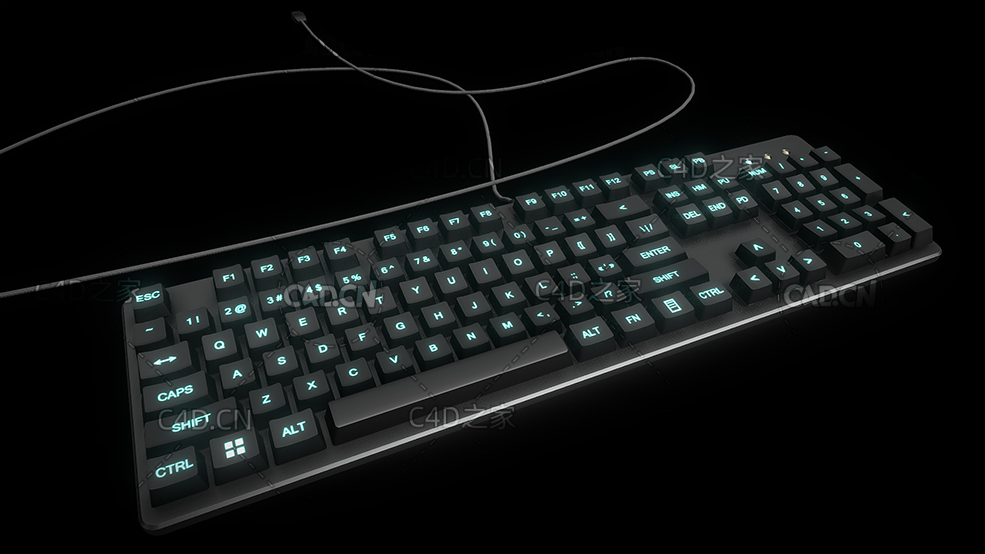 C4D电脑键盘发光机械键盘模型 Keyboard - C4D之家 - 64.jpg
