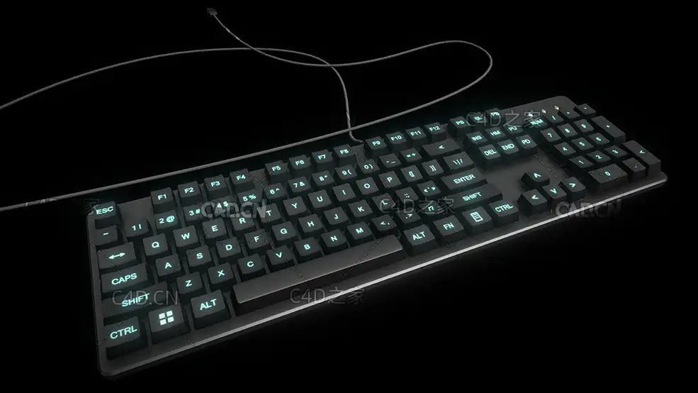 C4D电脑键盘发光机械键盘模型 Keyboard - C4D之家 - 64.jpg
