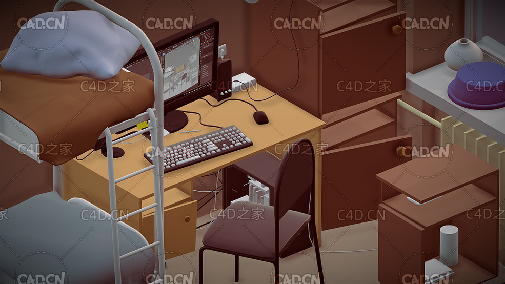 C4D卡通宿舍寝室室内场景模型 - C4D之家 - 66.jpg