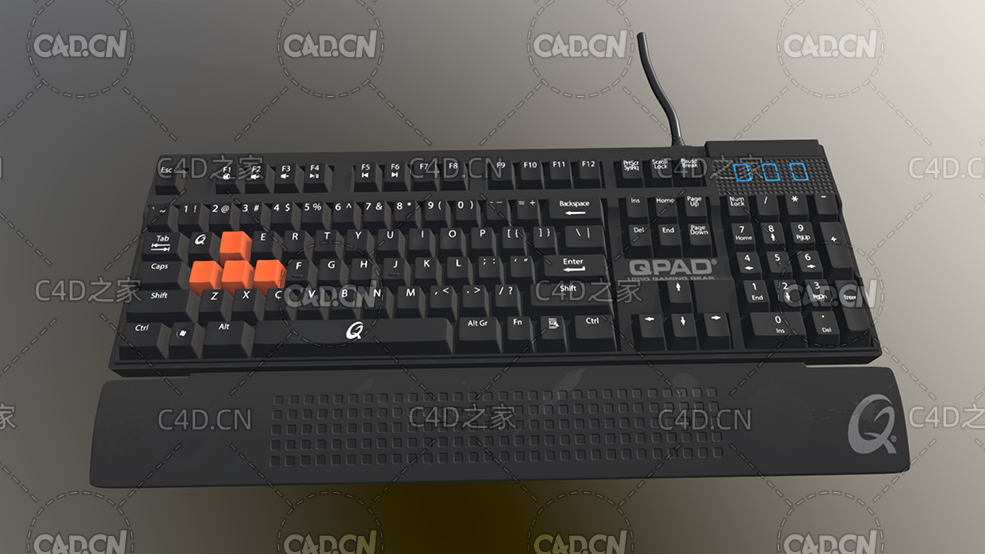C4D电子游戏竞技电脑键盘模型