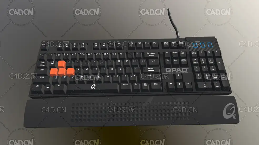 C4D电子游戏竞技电脑键盘模型