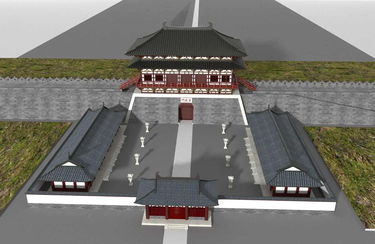 隋唐洛阳城玄武门三维建模（Cinema 4D＋VRay） - C4D之家 - 玄武门02.jpg