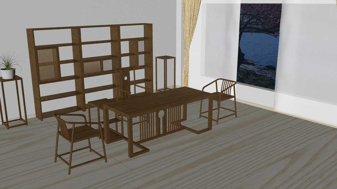 无名茶室（8）C4D室内家居茶室书房盆景兰花建模方法和模型 - C4D之家 - scence8.jpg