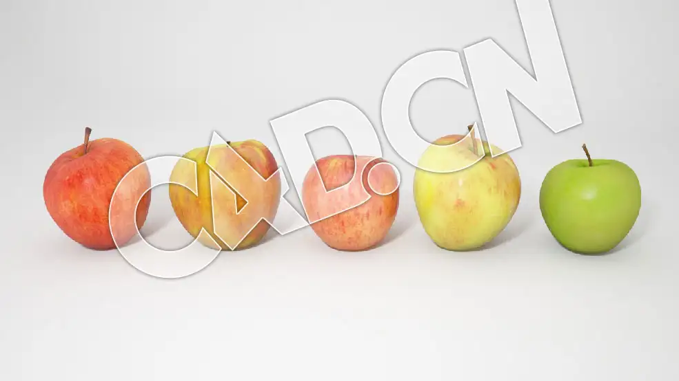 5种颜色的苹果水果C4D模型 Apples 3d Model - C4D之家 - VP-Apples.jpg