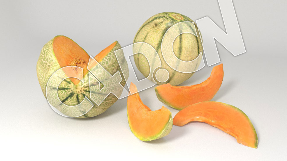 C4D哈密瓜水果模型 Cantaloupe Melon 3d Model