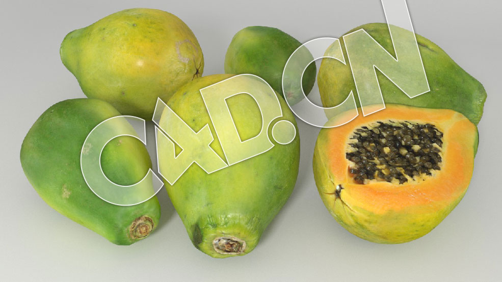 C4D番木瓜水果模型 Papayas 3d Model