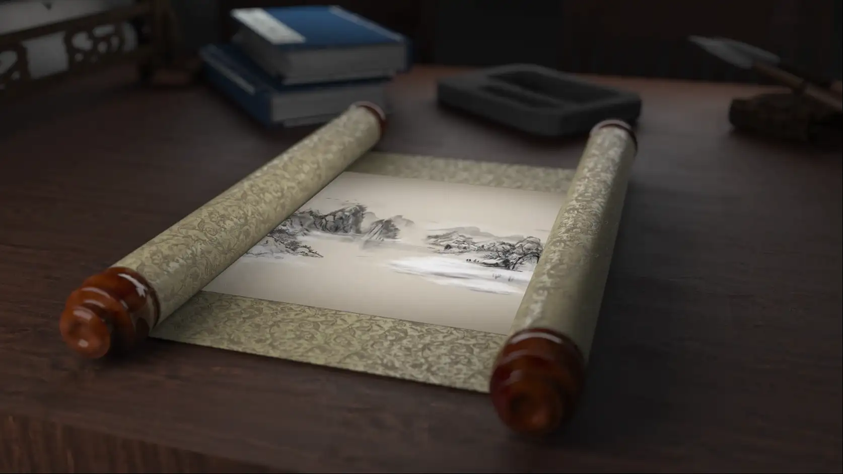 中国风三维卷轴展开动画 - C4D之家 - P02.png