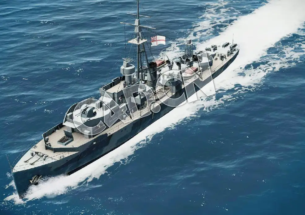 C4D海军舰艇军舰舰船-黑天鹅级轻型护卫舰模型 Black Swan Sloop 3d Model - C4D之家 - 14.jpg