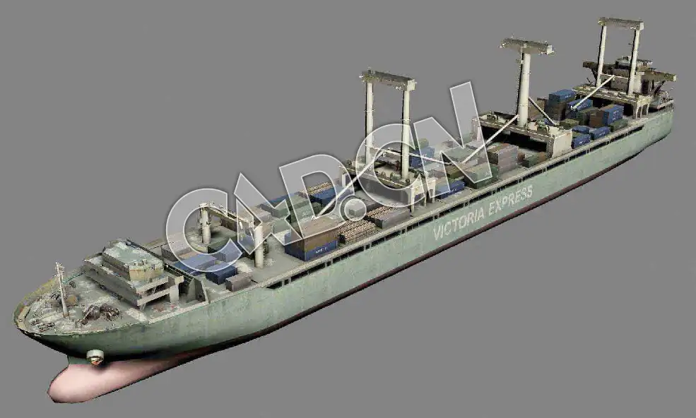 C4D远洋货船模型 Cargo ship 3d Model