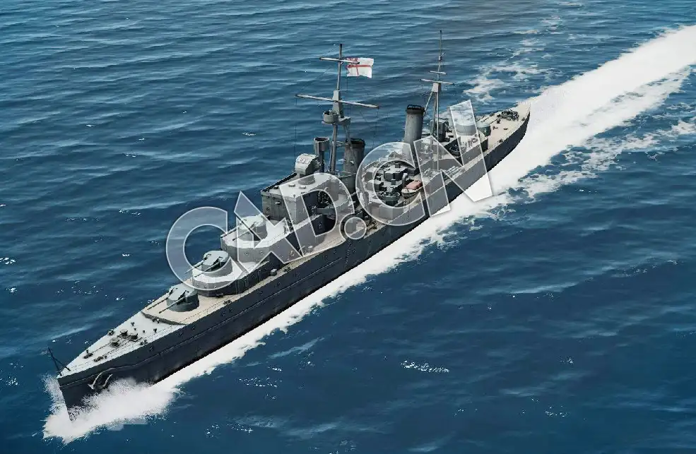 C4D海军舰艇军舰舰船-英国黛朵级防空巡洋舰模型 Dido Light Cruiser 3d Model - C4D之家 - 29.jpg