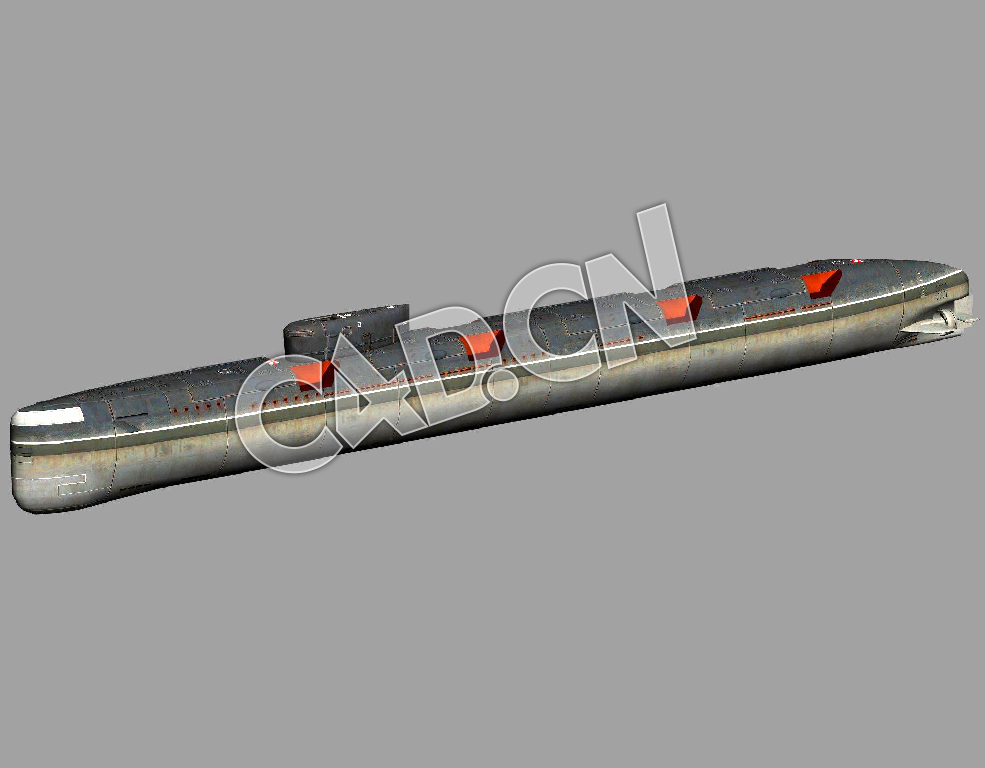 C4D苏联675级(回声-II型E级)飞航式导弹核潜艇模型 Echo II 3d Model