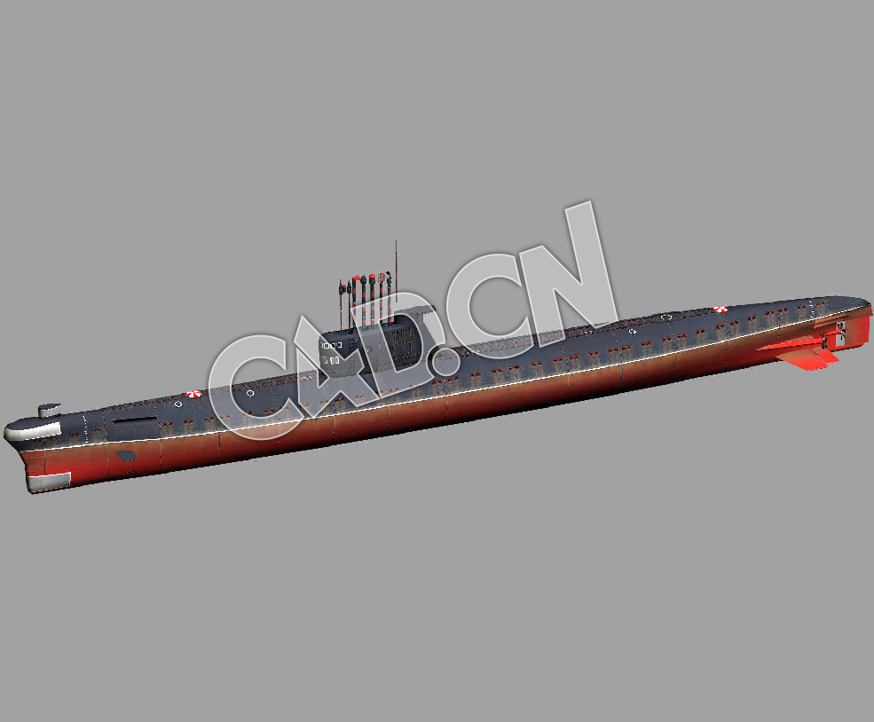C4D苏联641型狐步级潜艇模型 Foxtrot-class submarine 3d Model - C4D之家 - 37.jpg